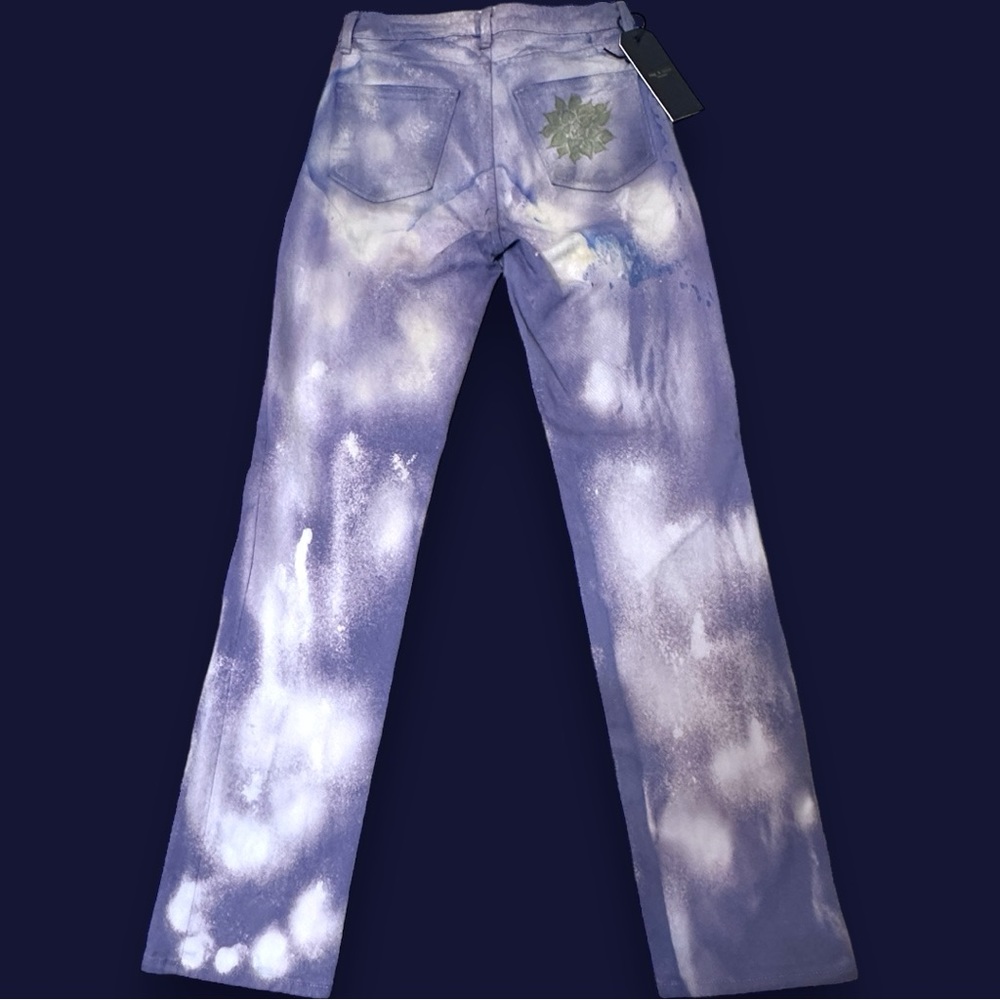 NWT Org Rag&Bone White Cigarette Jeans Now In Lilac Splash,Green Floral. Size 26 - Picture 3 of 15